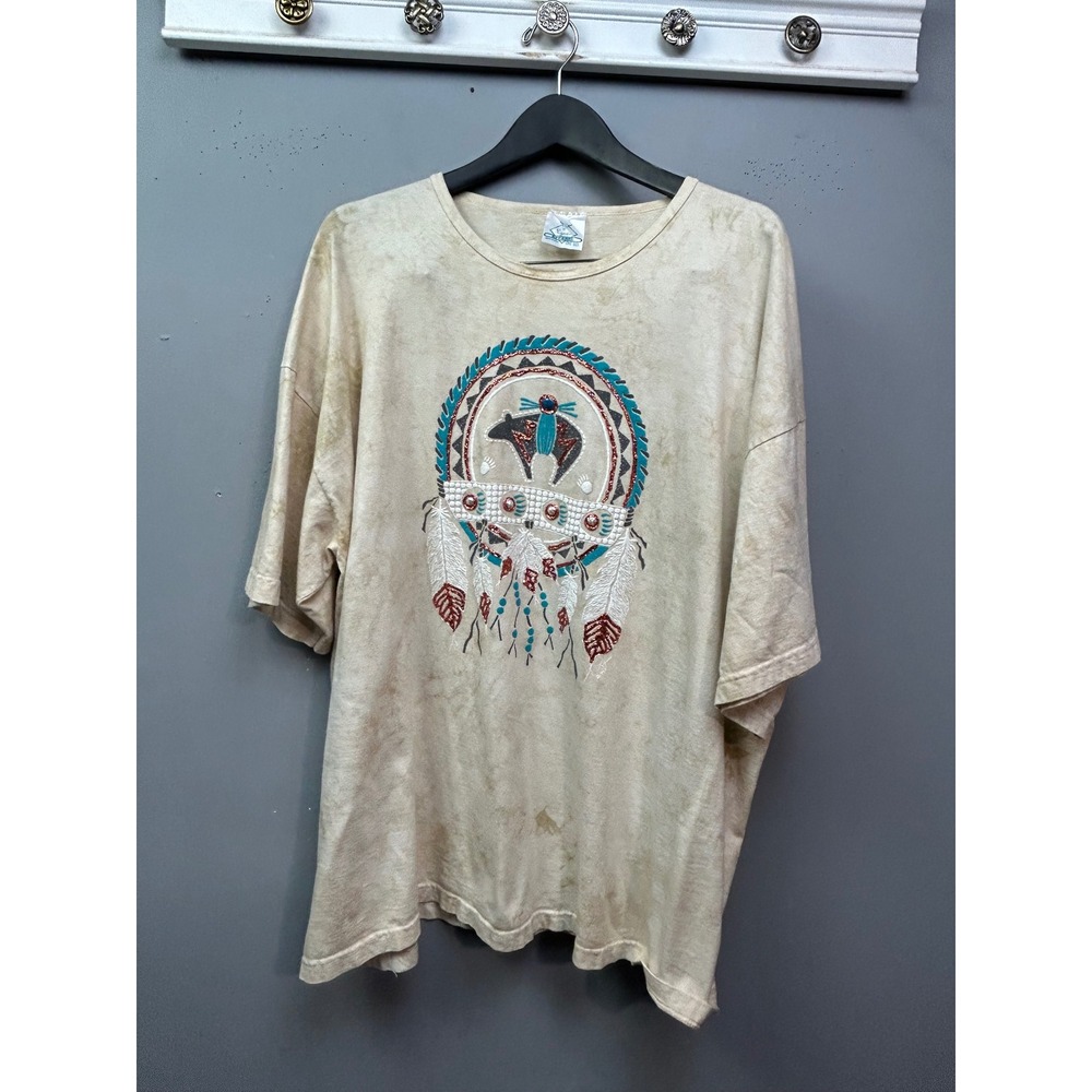 Lynée‎ Apparel T-Shirt Womens OS Tan Vintage 1994 Southwestern Dreamcatcher Bear